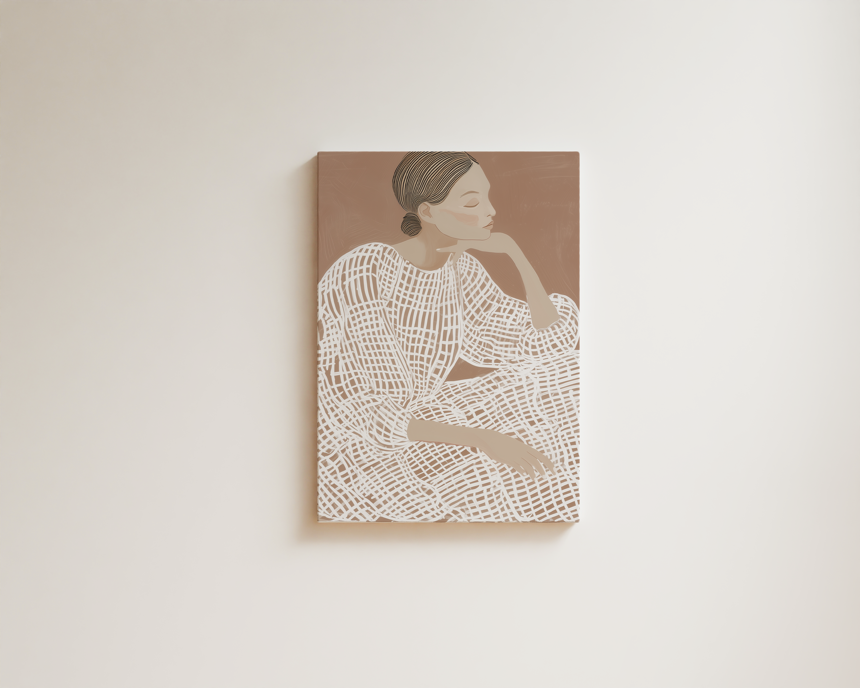 Minimal figurative wall art neutral tones woman illustration