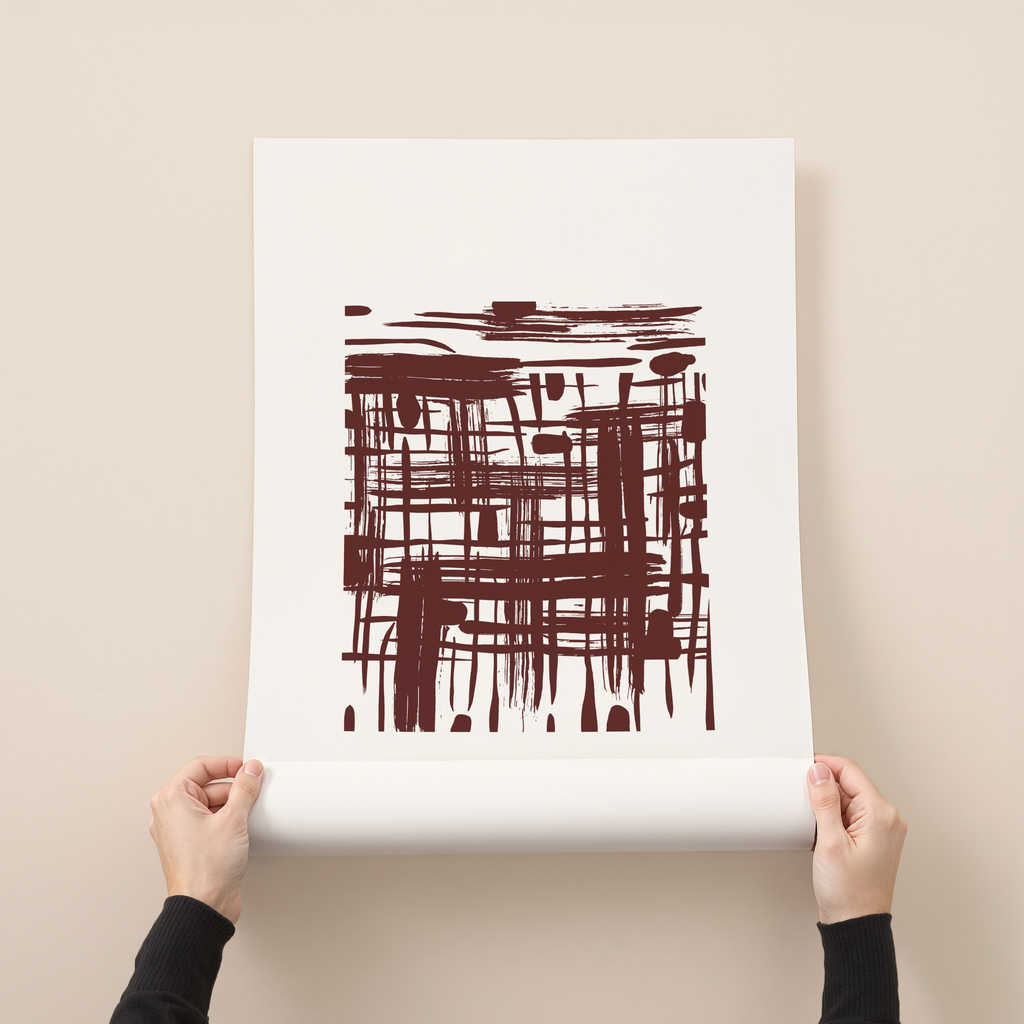 Rinni 4 terracotta abstract line minimalist wall art