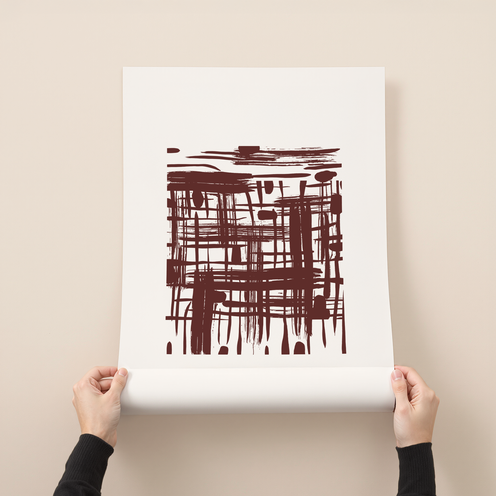 Rinni 4 terracotta abstract line minimalist wall art