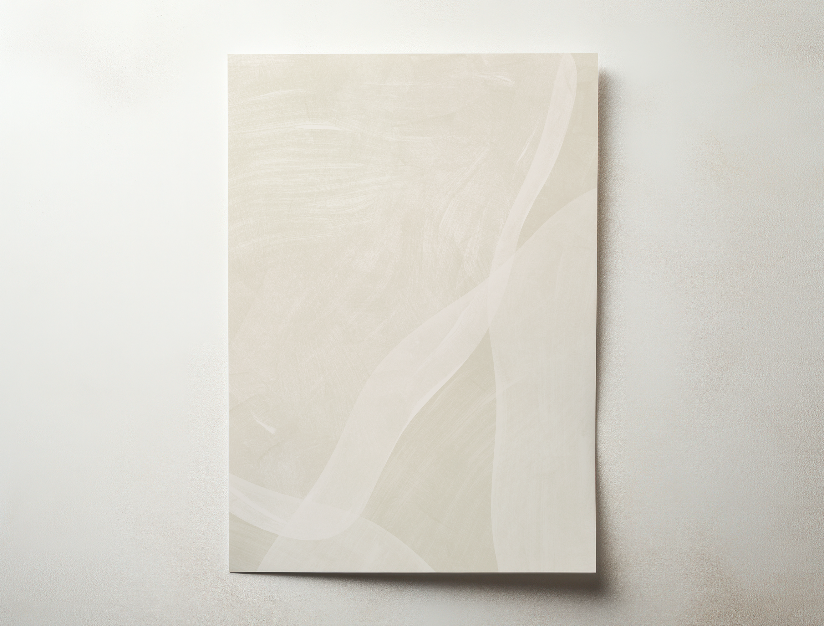 Minimal abstract art print with soft flowing shapes in neutral beige and off-white tones, modern and calming wall art.