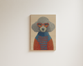 Cute poodle wall art with heart-shaped sunglasses
