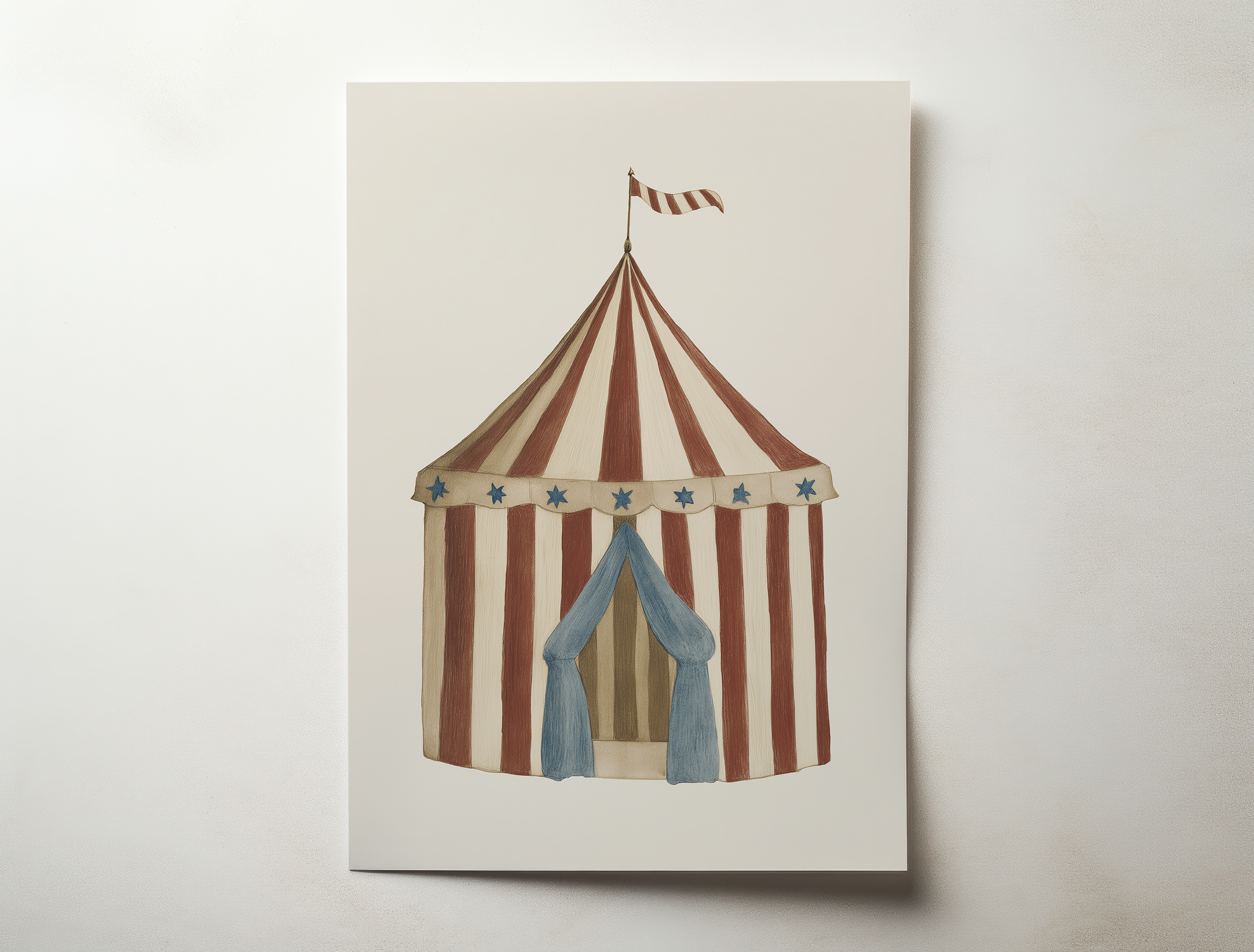 Tivoli vintage circus tent illustration whimsical nursery wall art