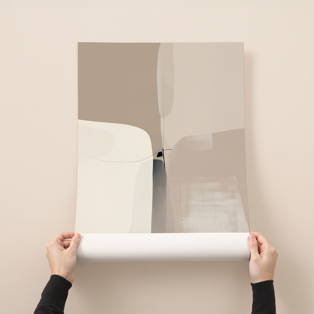 Minimal abstract art print featuring soft beige and neutral tones with gentle flowing shapes – Sorel wall art