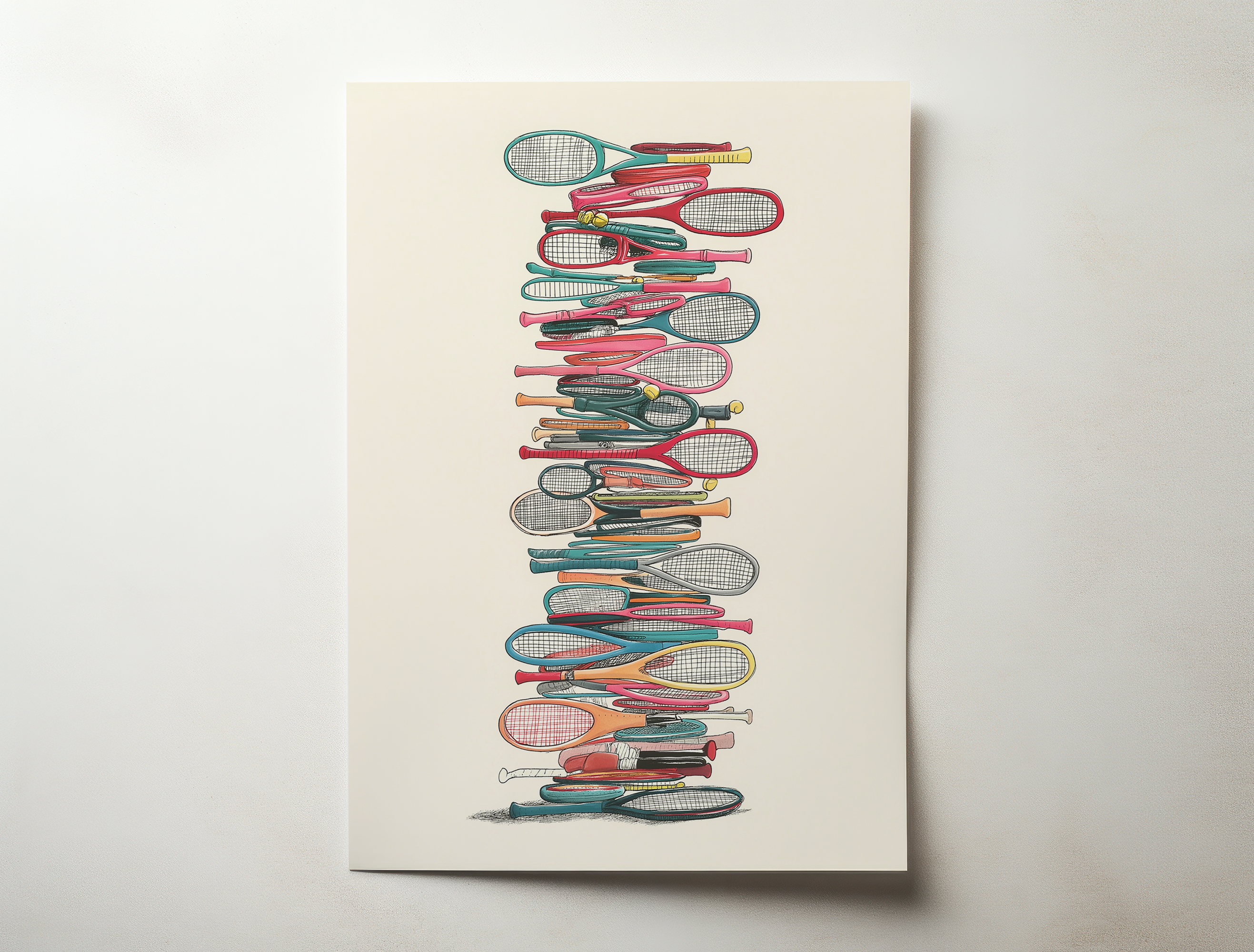 Vertical modern art print with a colorful stacked composition, Rimery art print by cit&Cots