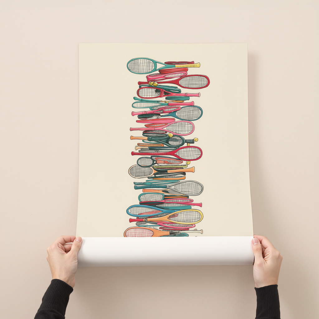 Vertical modern art print with a colorful stacked composition, Rimery art print by cit&Cots