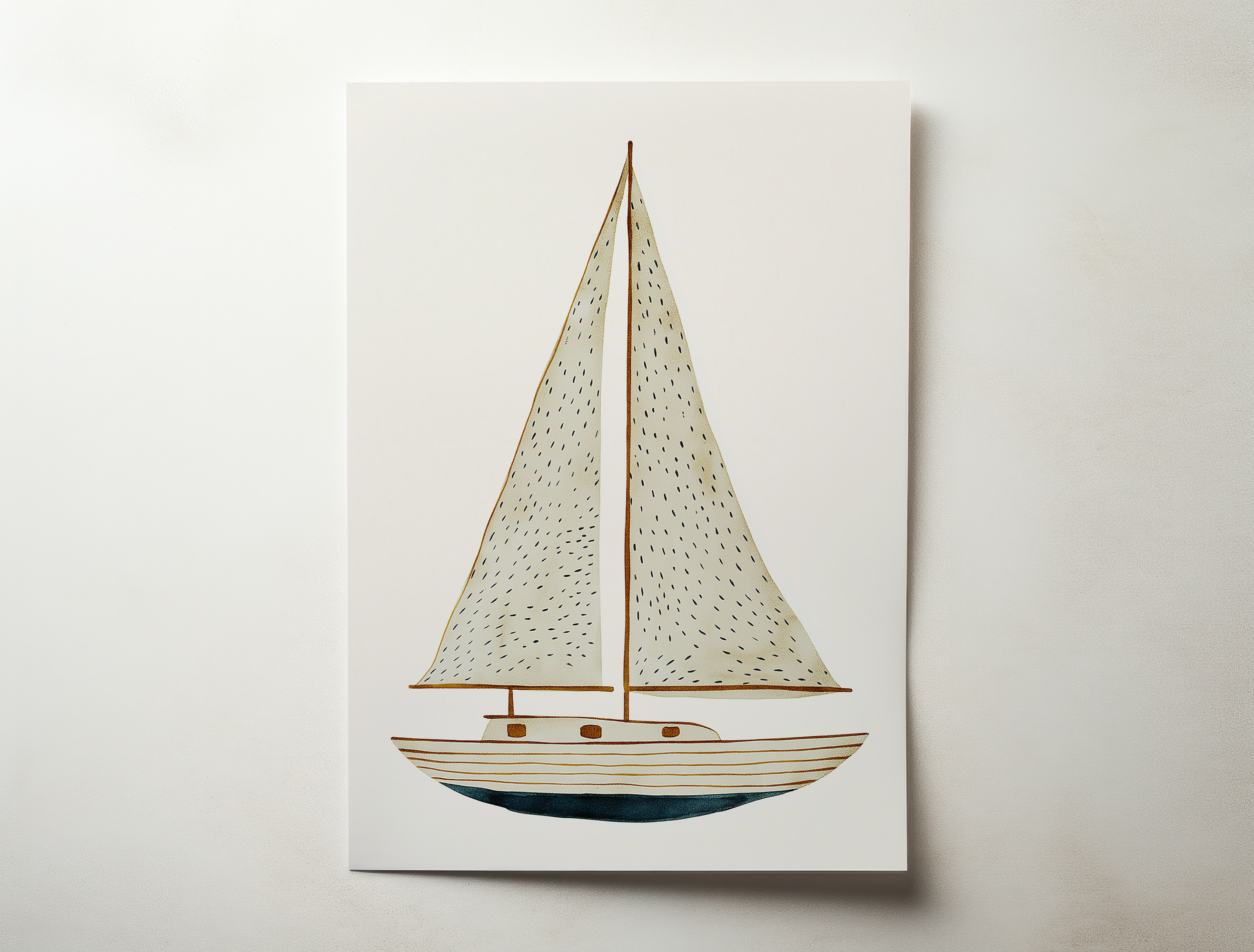 Vane minimalist sailboat illustration coastal wall art