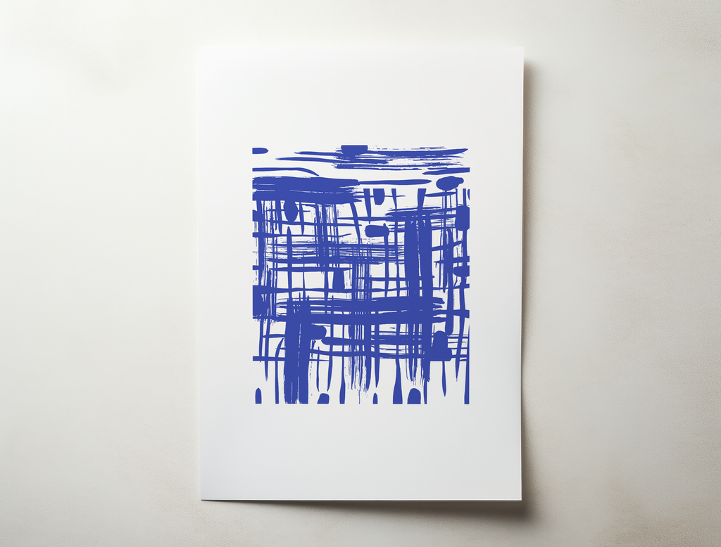 Rinnu 5 blue abstract line minimalist wall art