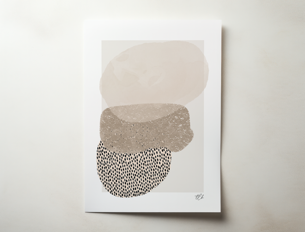 Heleni textured neutral abstract wall art with layered shapes