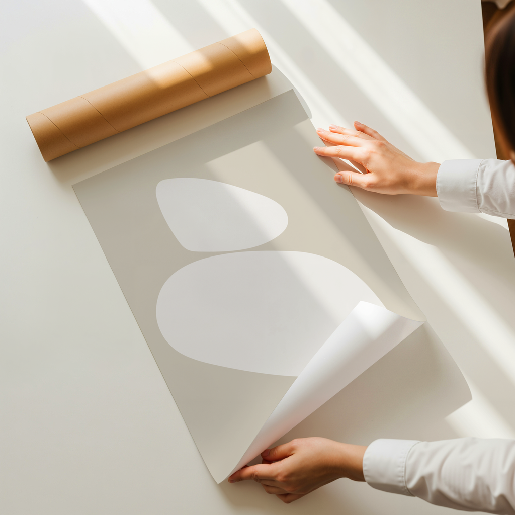 Talvi minimalist abstract wall art with soft organic shapes in neutral tones