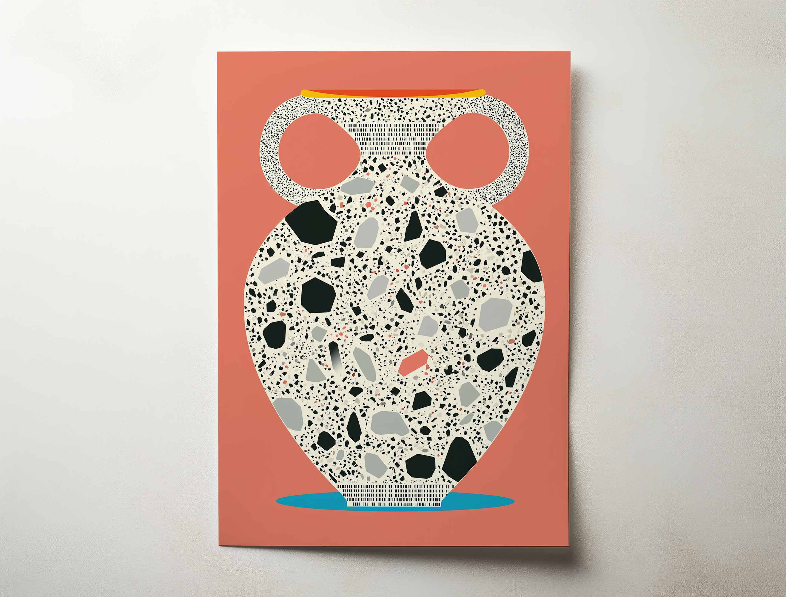 Larova art print featuring a modern ceramic-inspired illustration with layered textures and warm contemporary tones