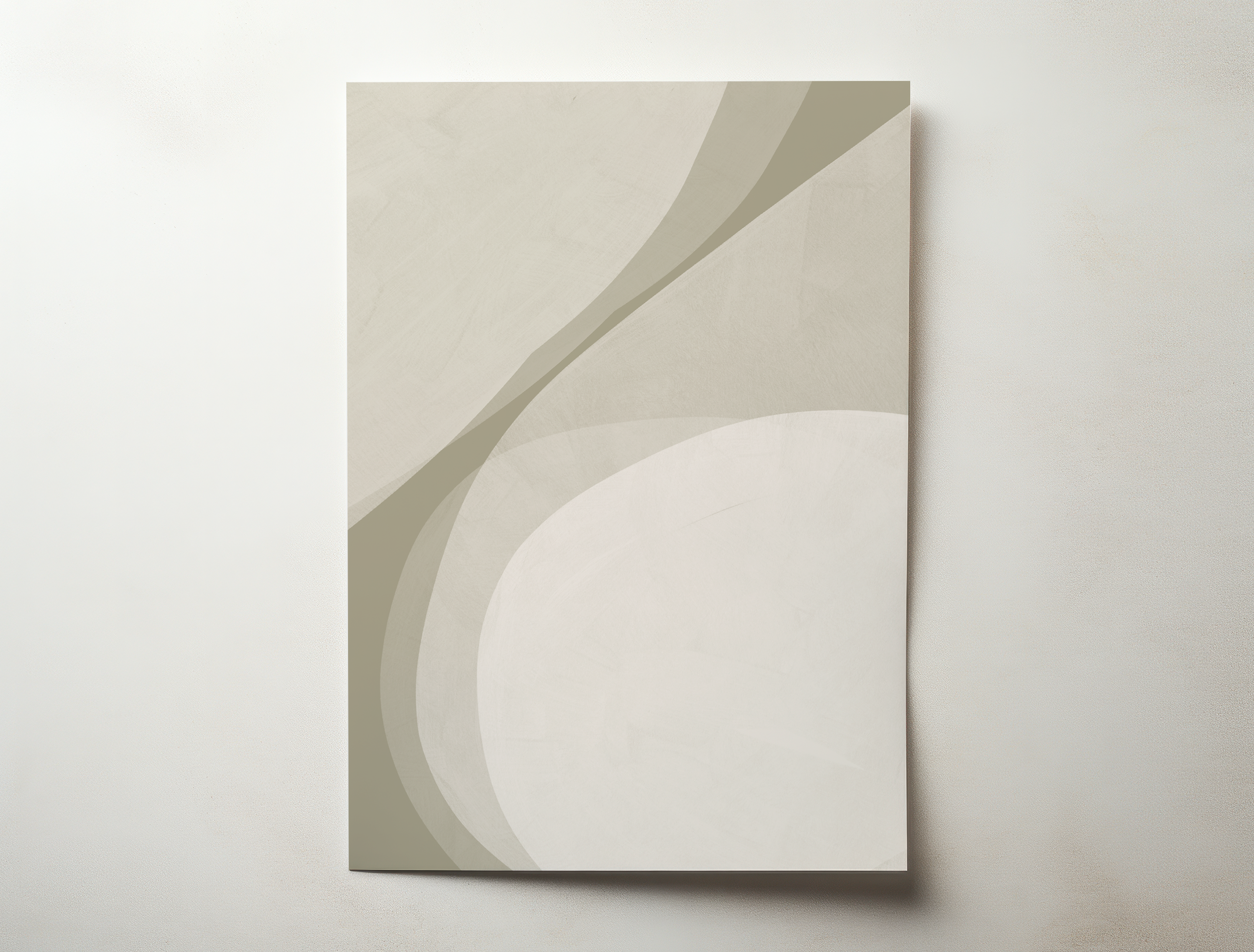 Minimal abstract art print in soft neutral tones with flowing organic shapes