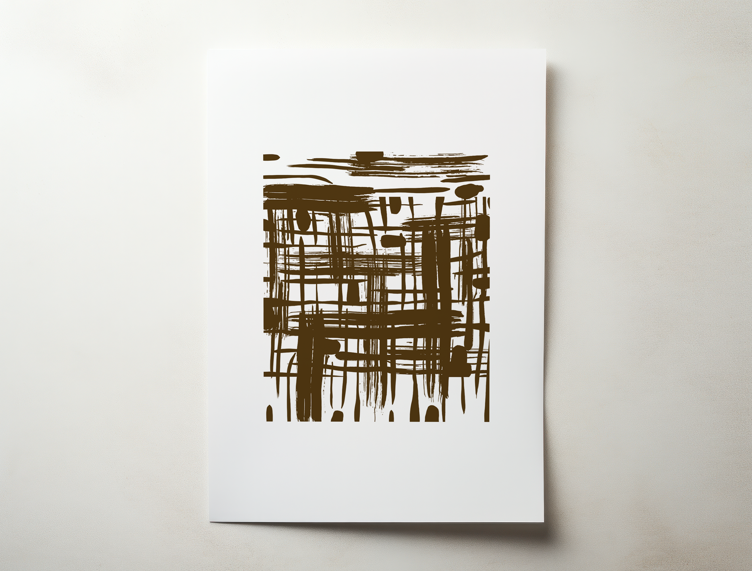 Rinni 3 brown abstract line minimalist wall art