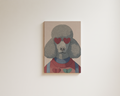 Stylish dog wall art with poodle wearing heart-shaped sunglasses