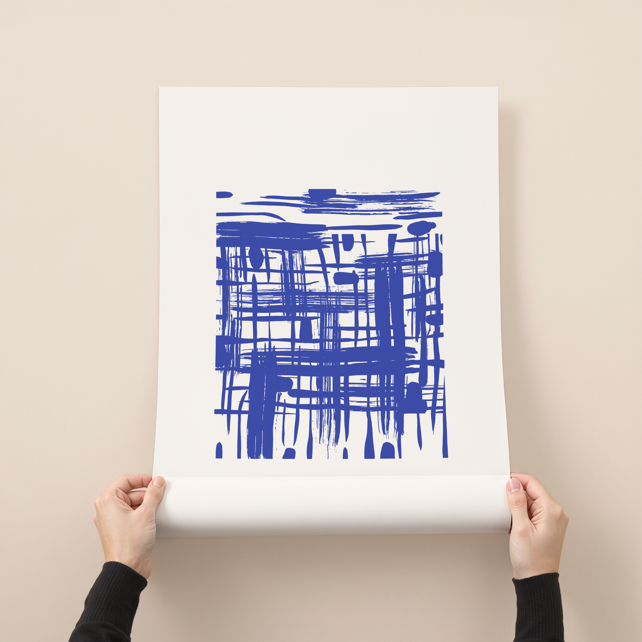 Rinnu 5 blue abstract line minimalist wall art