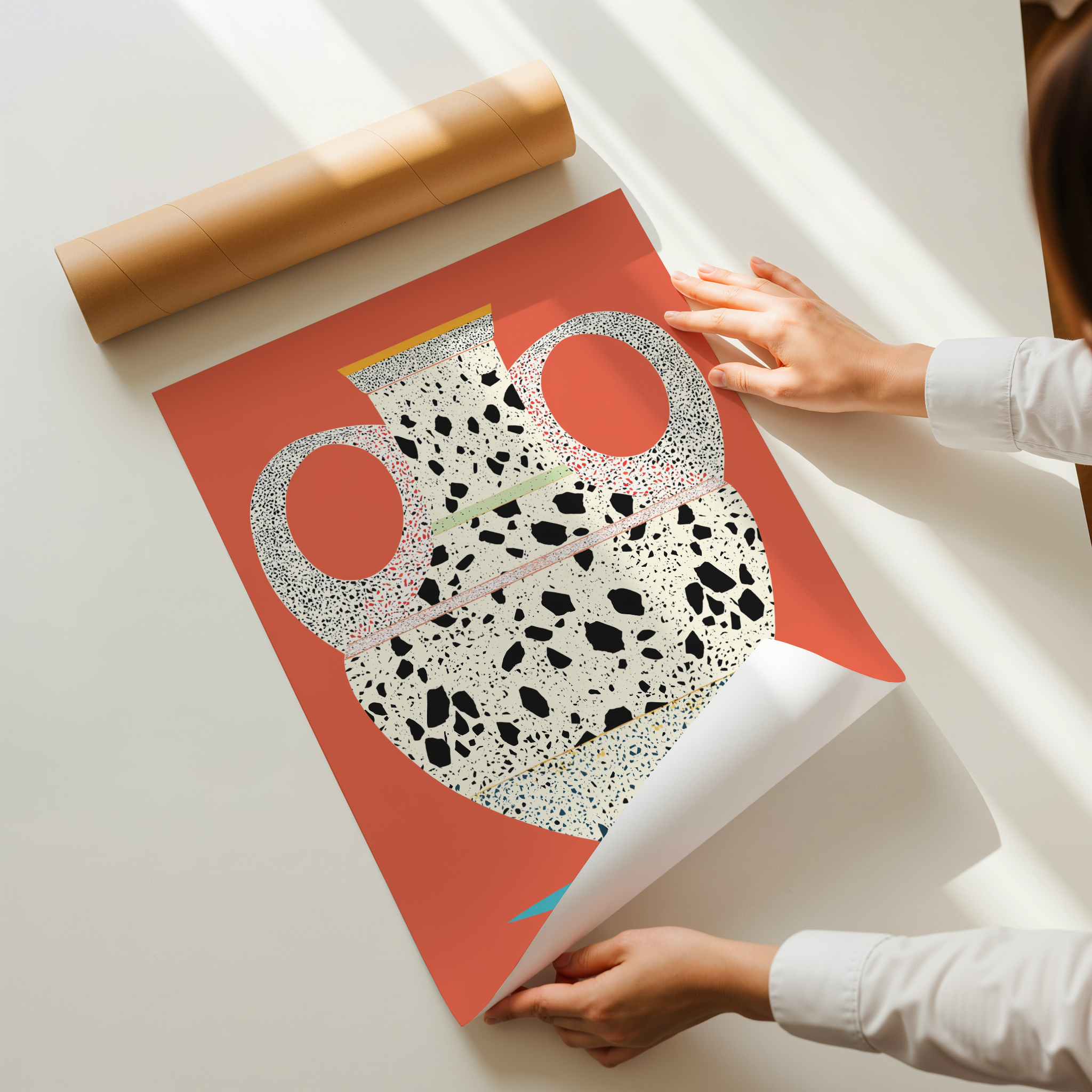 Onava art print featuring a modern ceramic-inspired illustration with soft shapes and layered textures