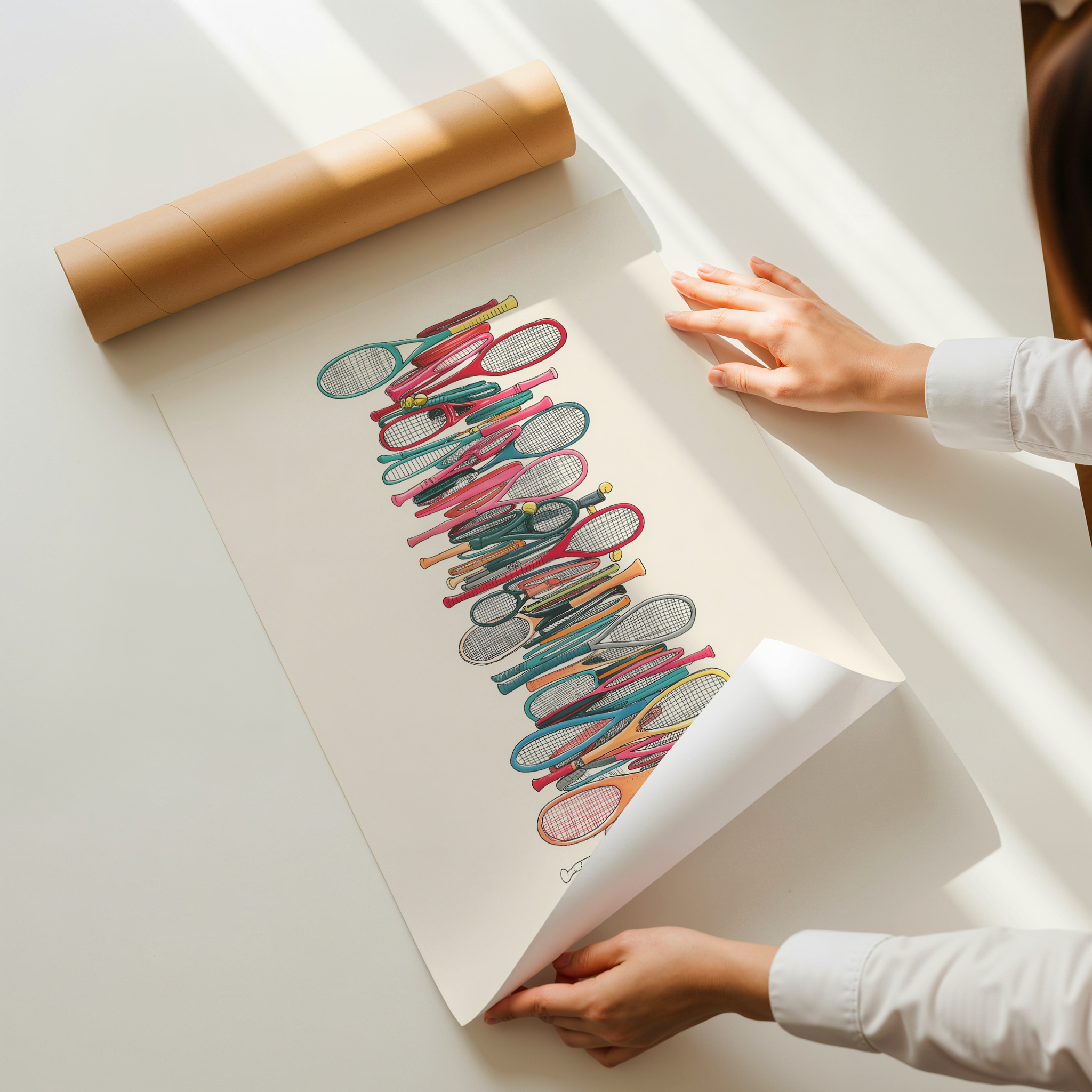 Vertical modern art print with a colorful stacked composition, Rimery art print by cit&Cots