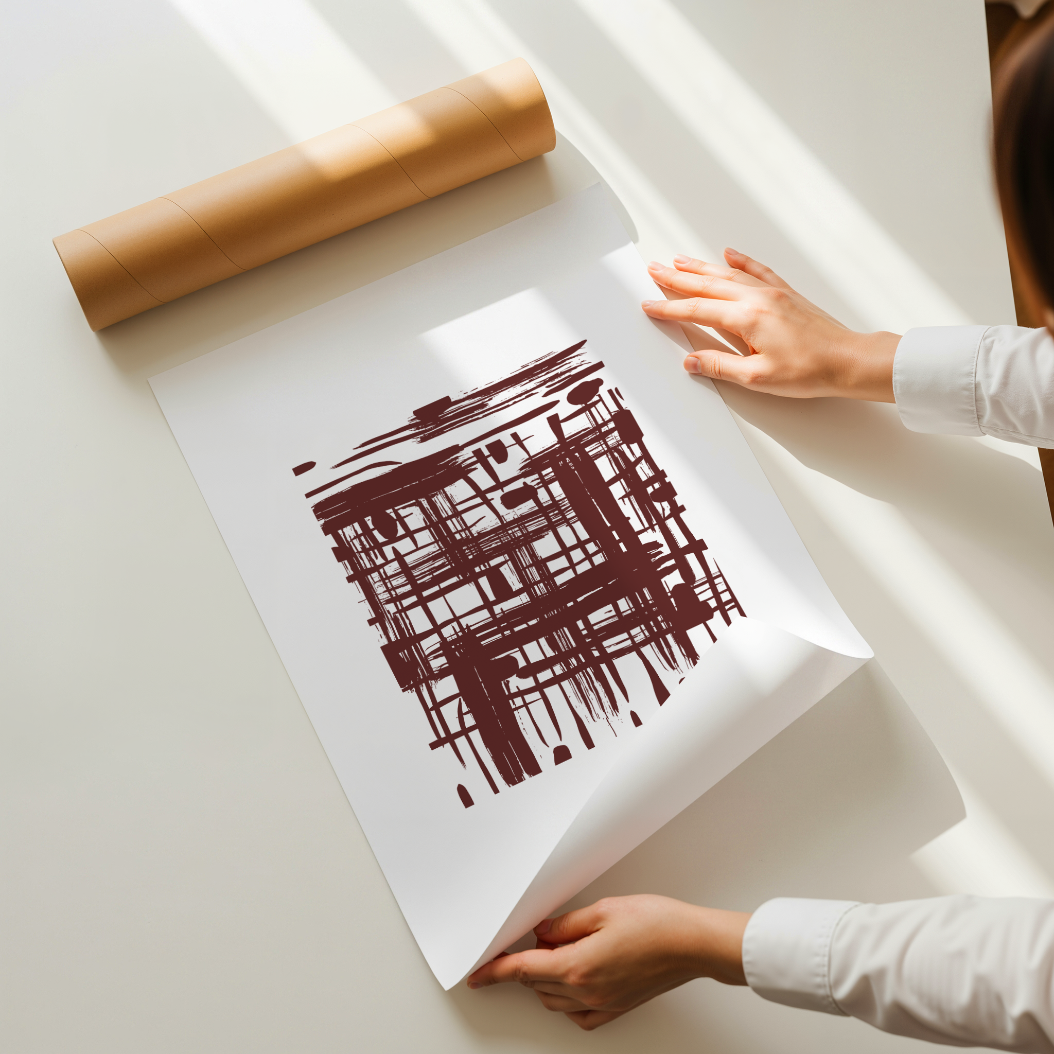 Rinni 4 terracotta abstract line minimalist wall art