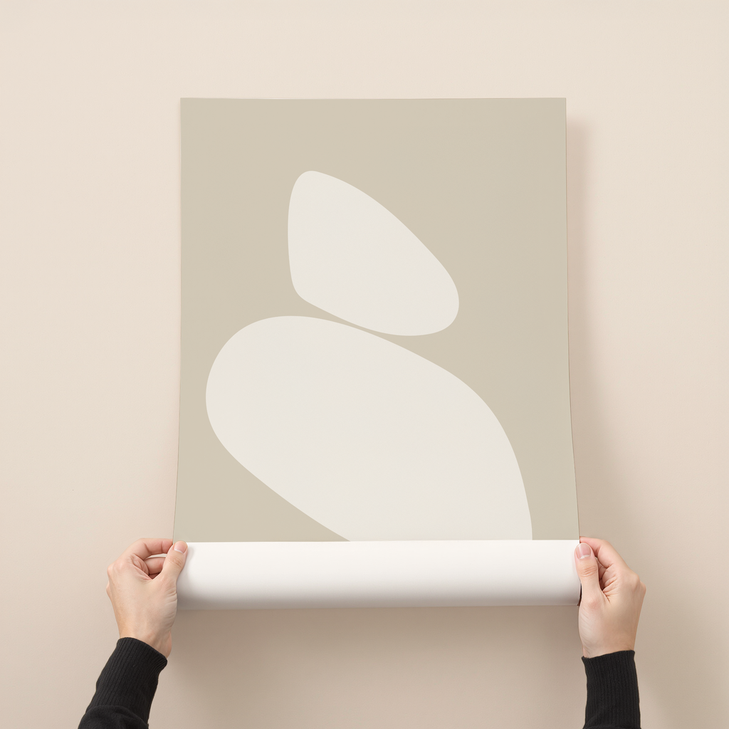 Talvi minimalist abstract wall art with soft organic shapes in neutral tones