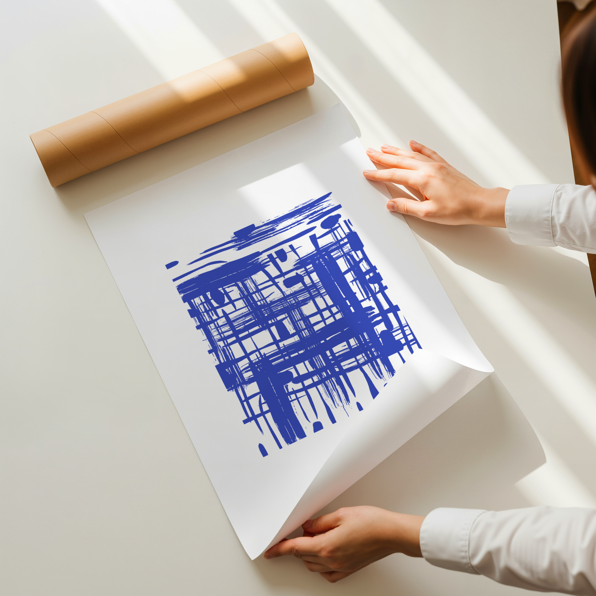Rinnu 5 blue abstract line minimalist wall art