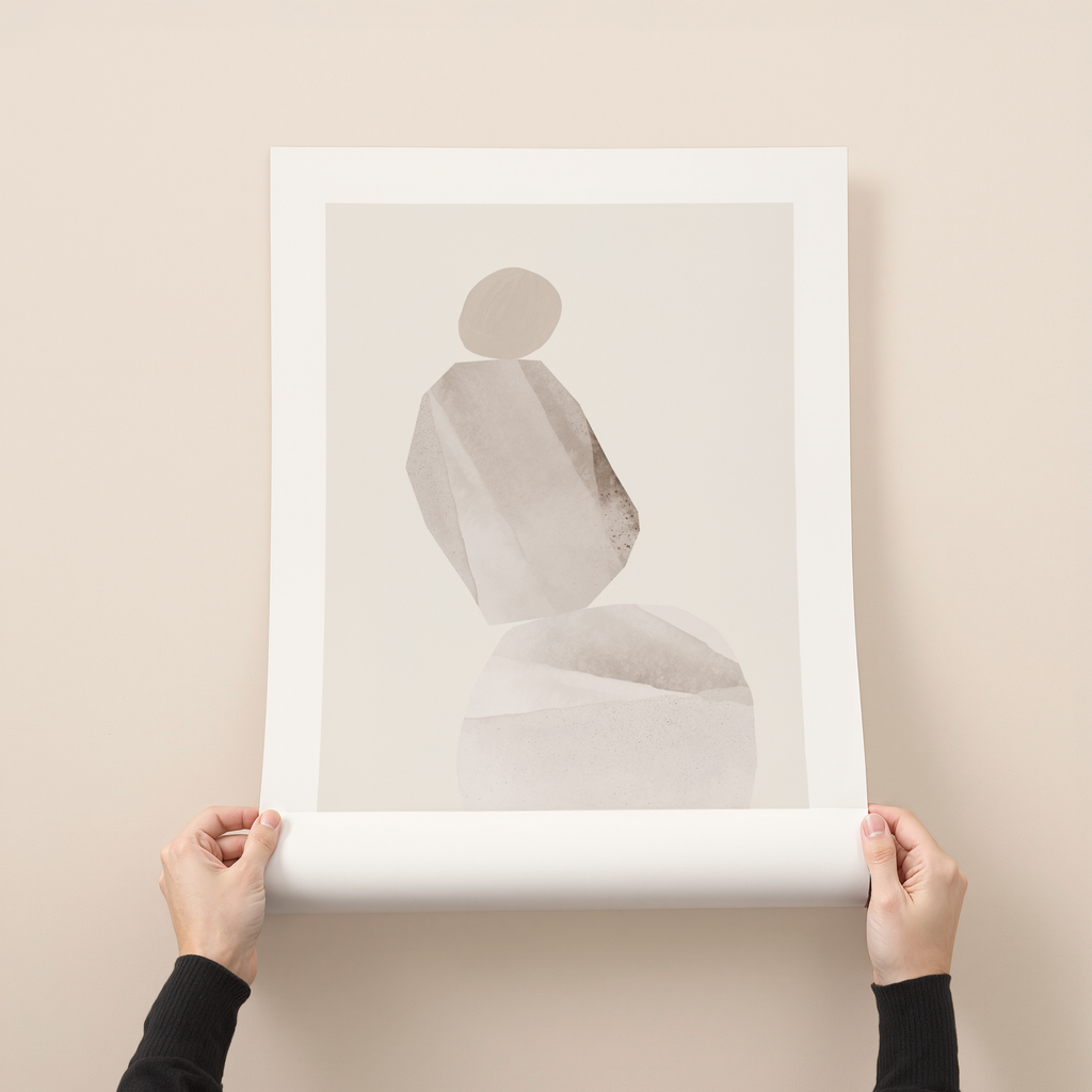 Rel minimalist neutral abstract organic wall art
