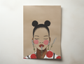 Minimal figurative art print of a serene female portrait with closed eyes, floral elements, and soft neutral tones