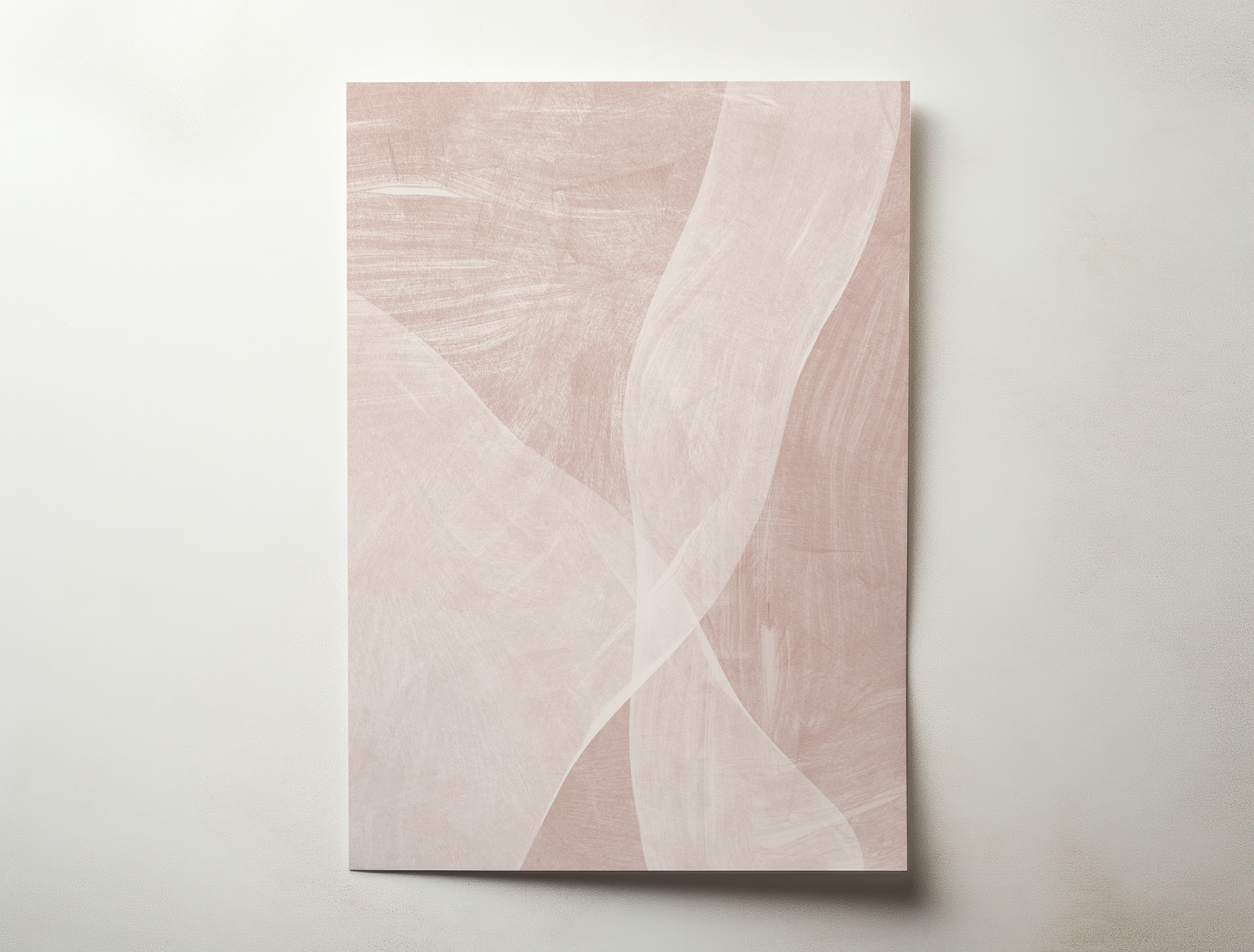 Minimalist abstract wall art print with flowing shapes and soft neutral beige and blush tones
